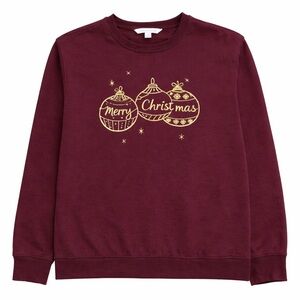 Holiday Celebrate Together Merry Christmas Sweatshirt Burgundy Secret Santa S